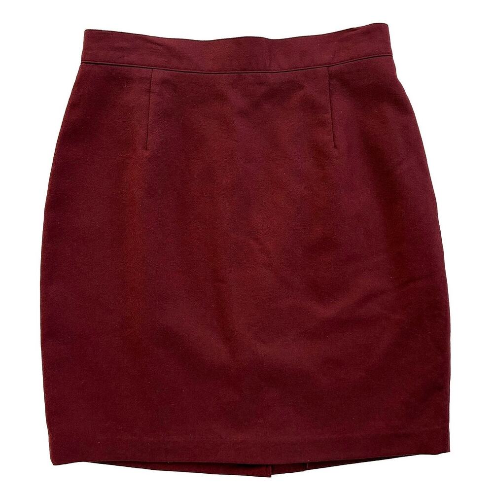 VTG Benetton Virgin Wool Mini Skirt Women 6 Burgundy 90s Academia Preppy Italy